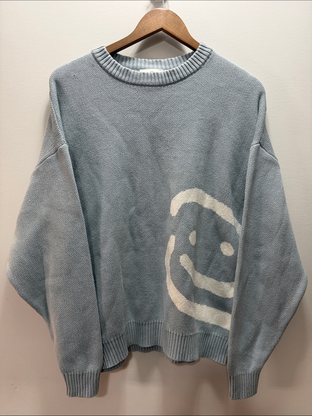 DRMERS Club Knitted Crewneck Sweater with Cream Smile Graphic Size S, 27x26